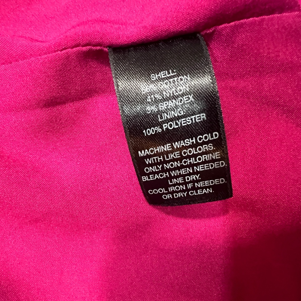 WHBM BLAZER JACKET HOT PINK 3/4 SLEEVES STRETCH SILVER ZIPPER SIZE 8 MEDIUM - Picture 10 of 16